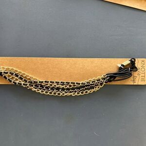 knotty ties hand band gold chain/black